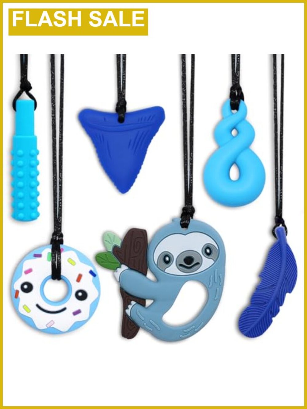 6 Pack Silicone Chew Necklaces Sensory Oral Motor Aids Autism ADHD